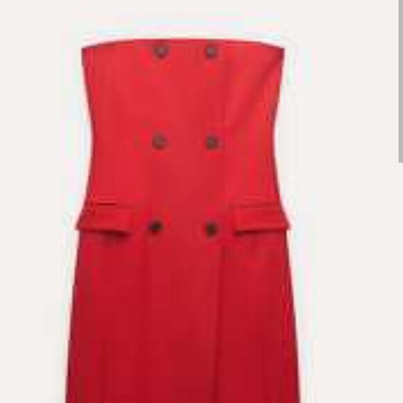 ZARA RED STRAPLESS DRESS - Picture 5 of 6